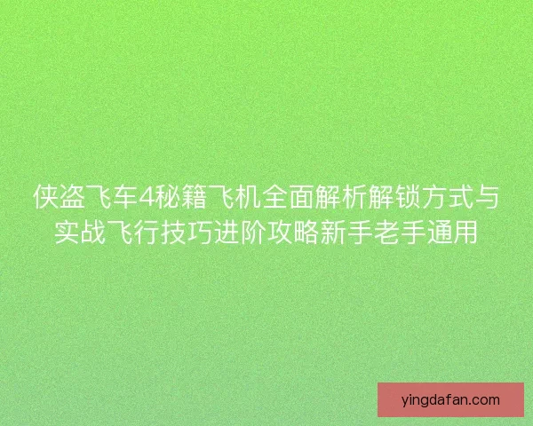 侠盗飞车4秘籍飞机全面解析解锁方式与实战飞行技巧进阶攻略新手老手通用
